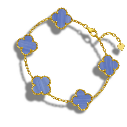 Brățară aurie 5 x trifoi mov