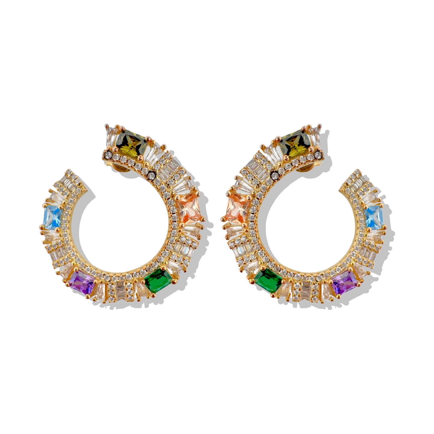 Cercei aurii luxury multicolori