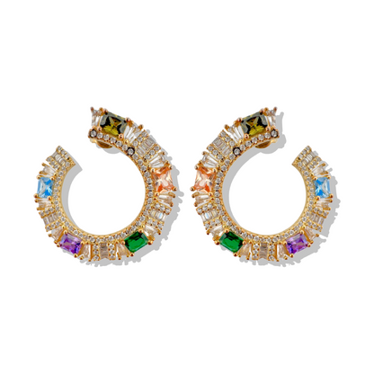 Cercei aurii luxury multicolori