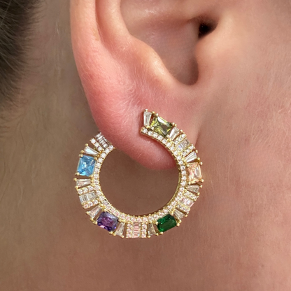 Cercei aurii luxury multicolori