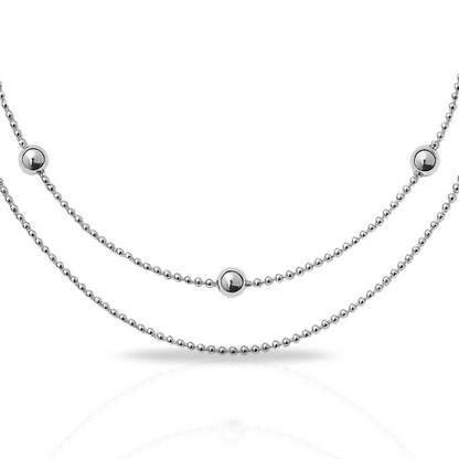 Colier cu biluțe si sfere dublu minimalist