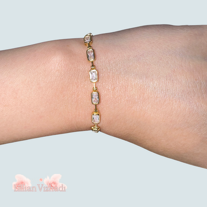 Brățară aurie tennis cu dreptunghiuri