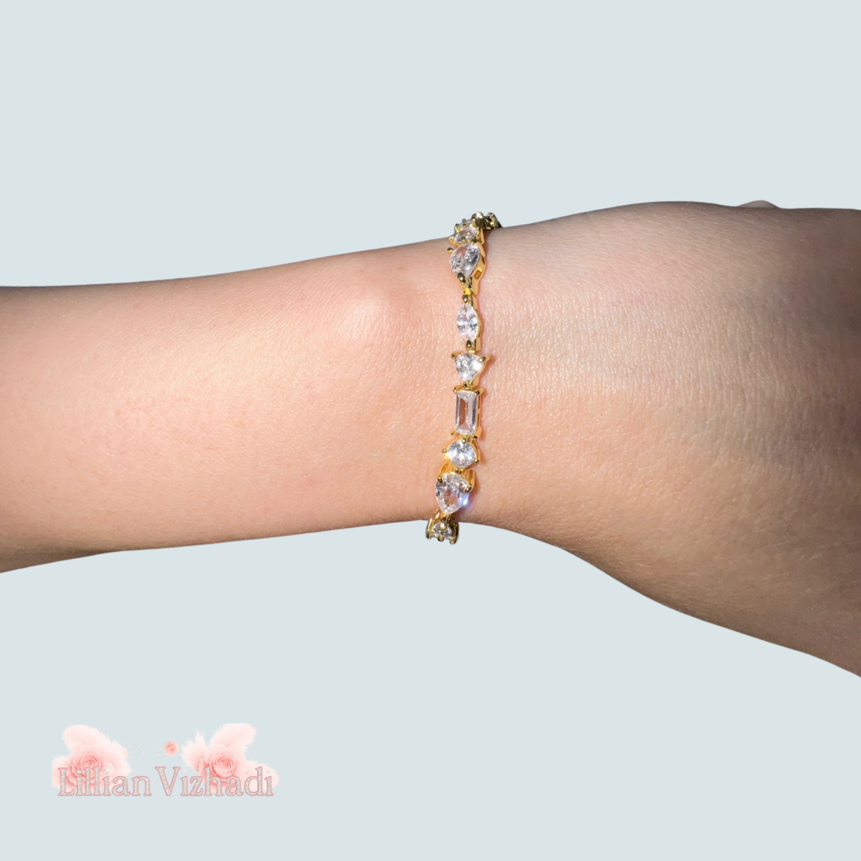 Brățară aurie tennis cu forme geometrice