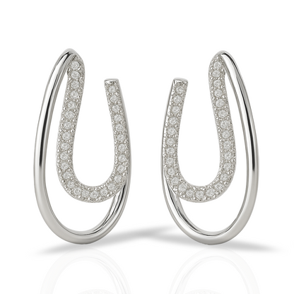 Cercei eleganți ovale duble