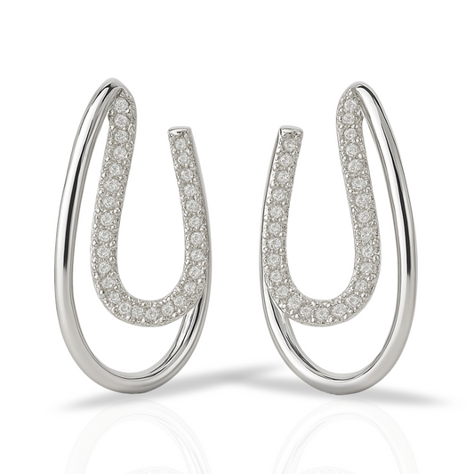 Cercei eleganți ovale duble