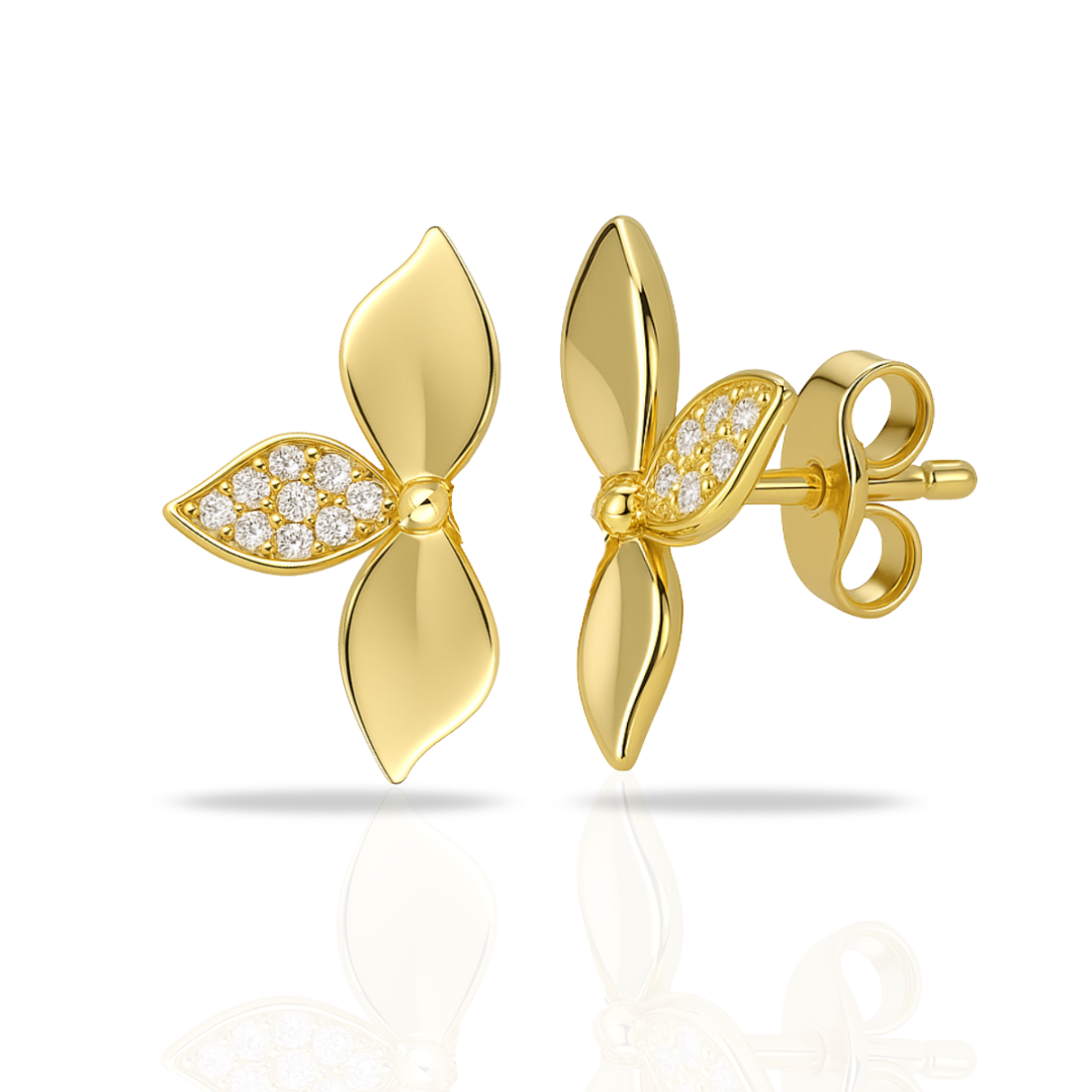 Cercei aurii 3 petale