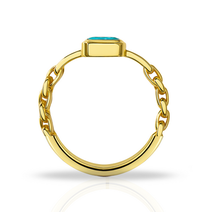 Inel auriu semi cuban verde