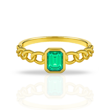 Inel auriu semi cuban verde