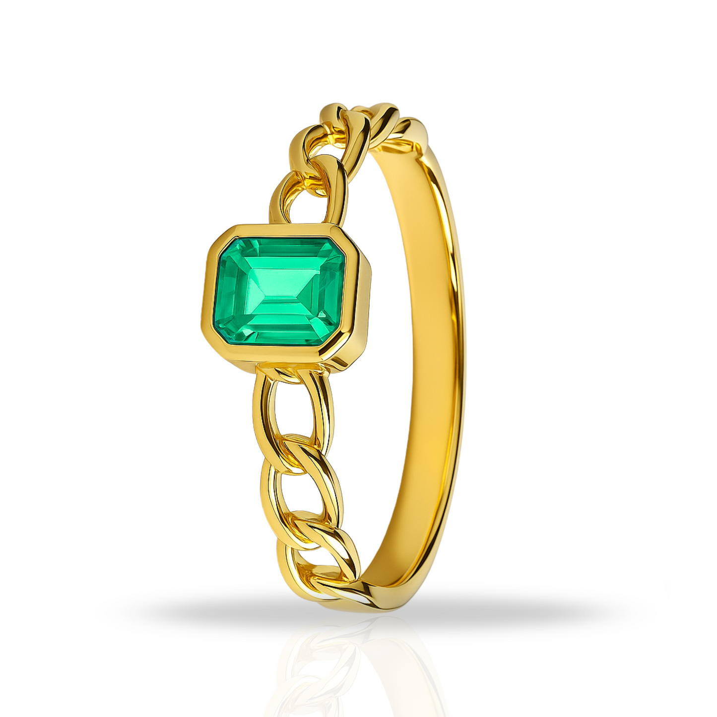 Inel auriu semi cuban verde