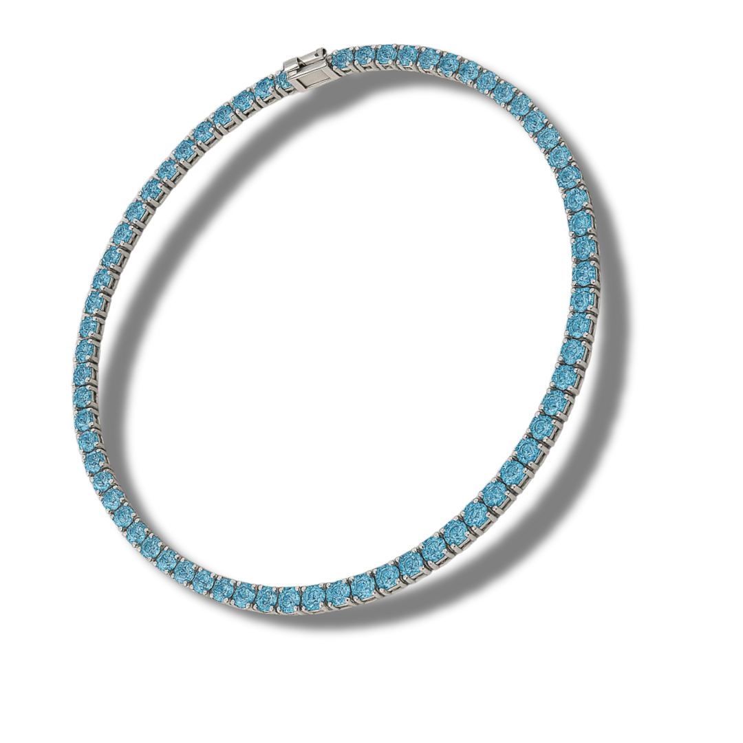 Colier tennis 3 mm cu zirconii bleu