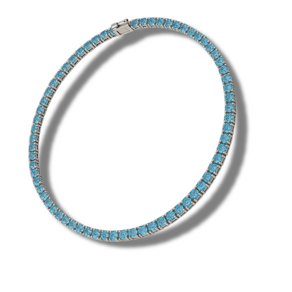 Colier tennis 3 mm cu zirconii bleu