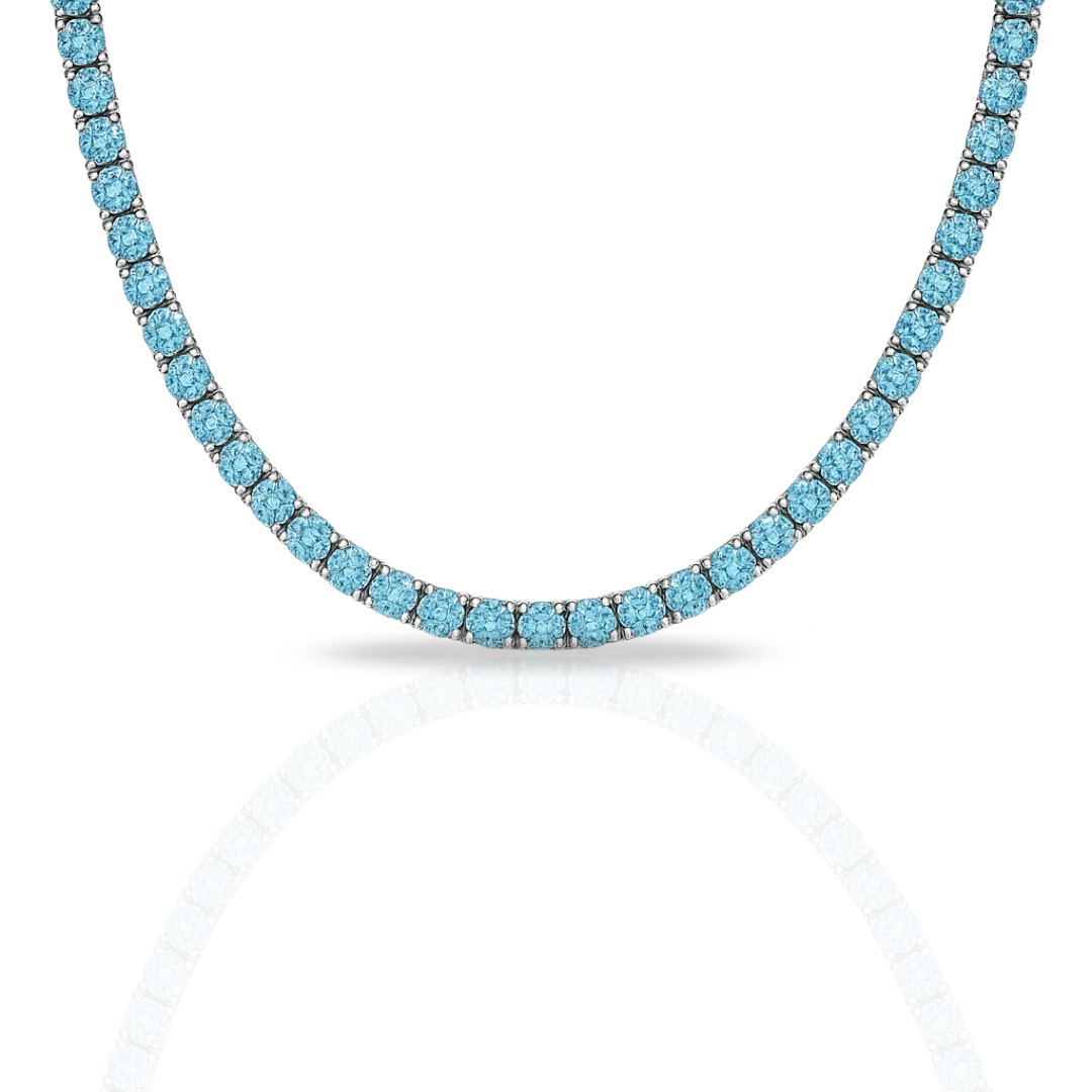 Colier tennis 3 mm cu zirconii bleu