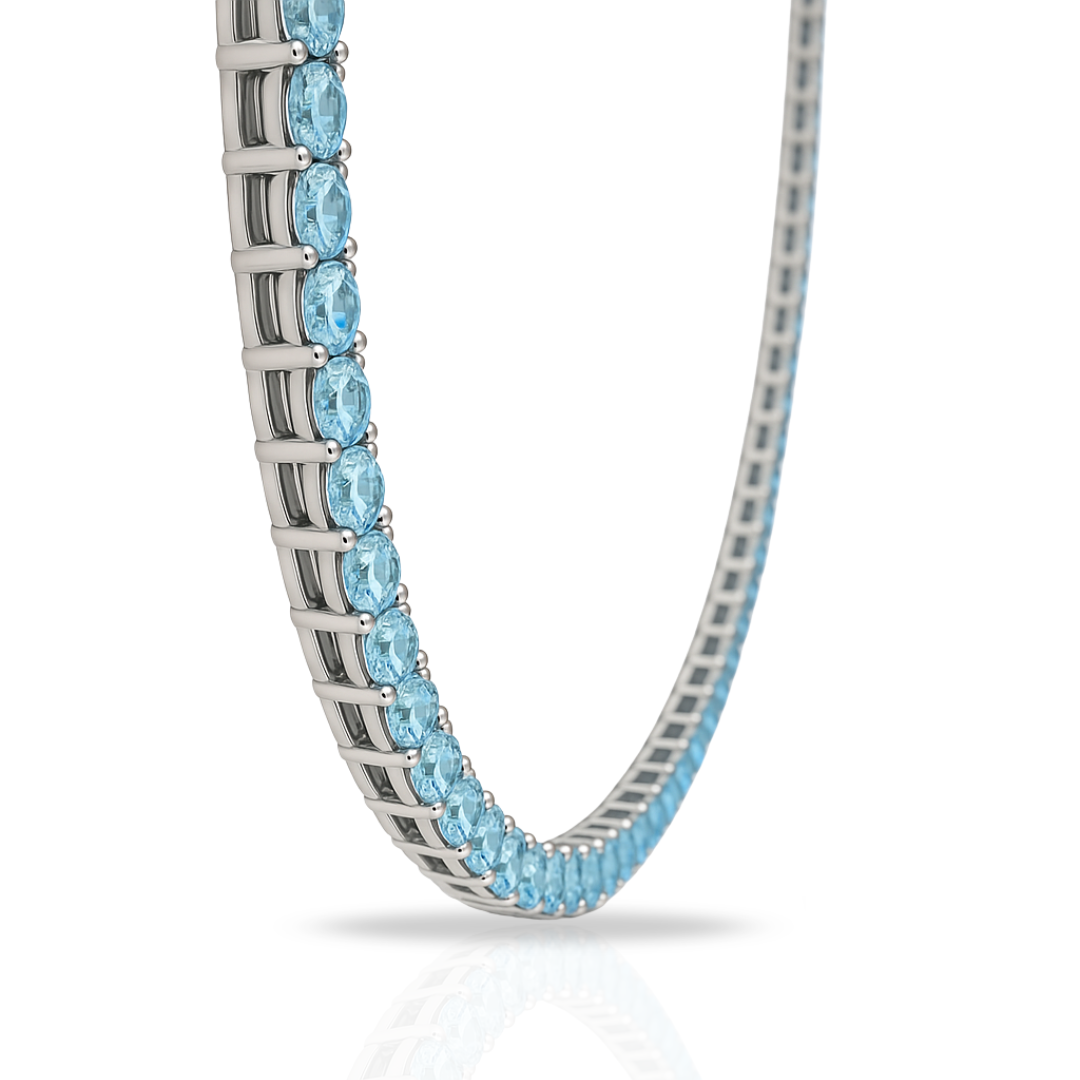 Colier tennis 3 mm cu zirconii bleu