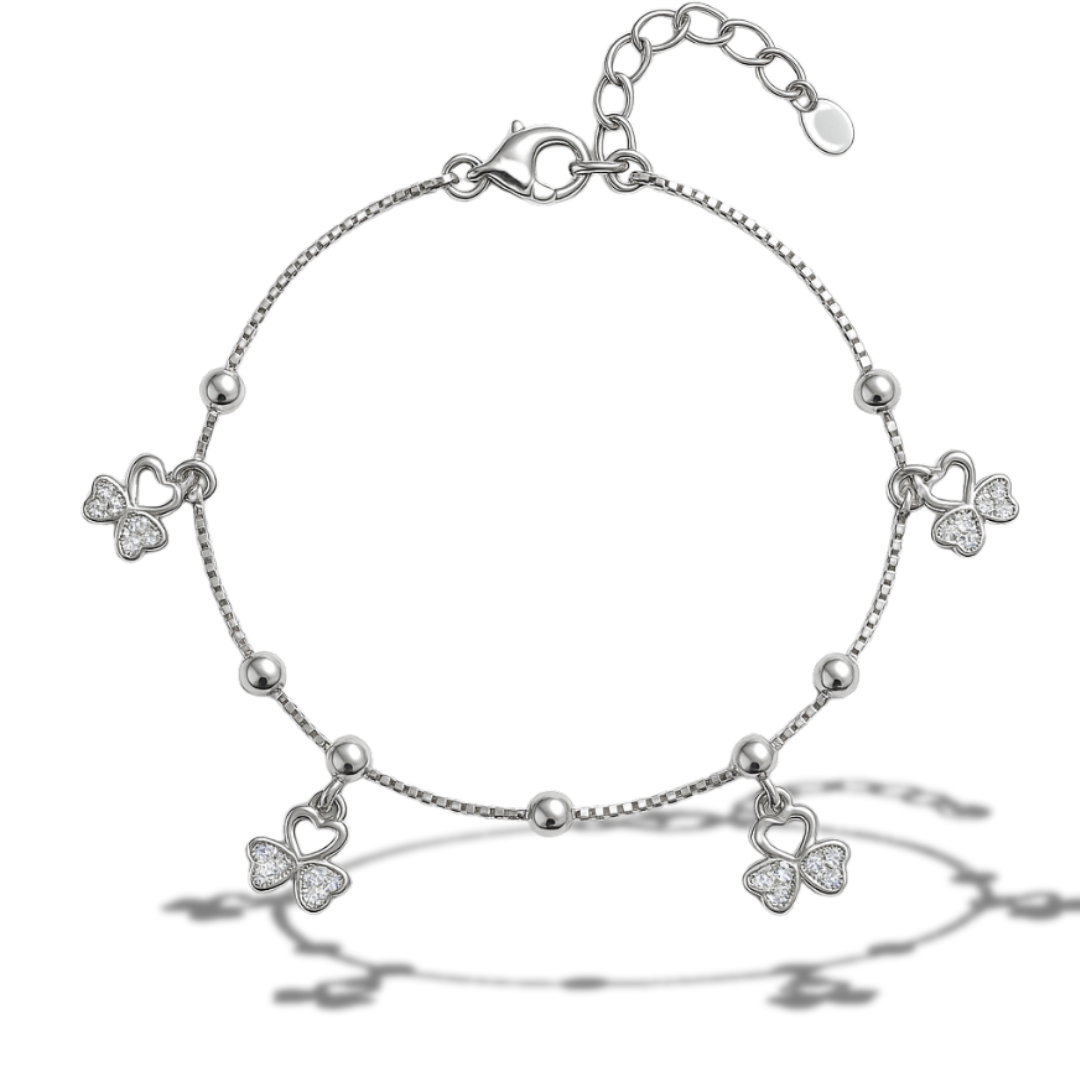 Brățară cu biluțe si trifoi