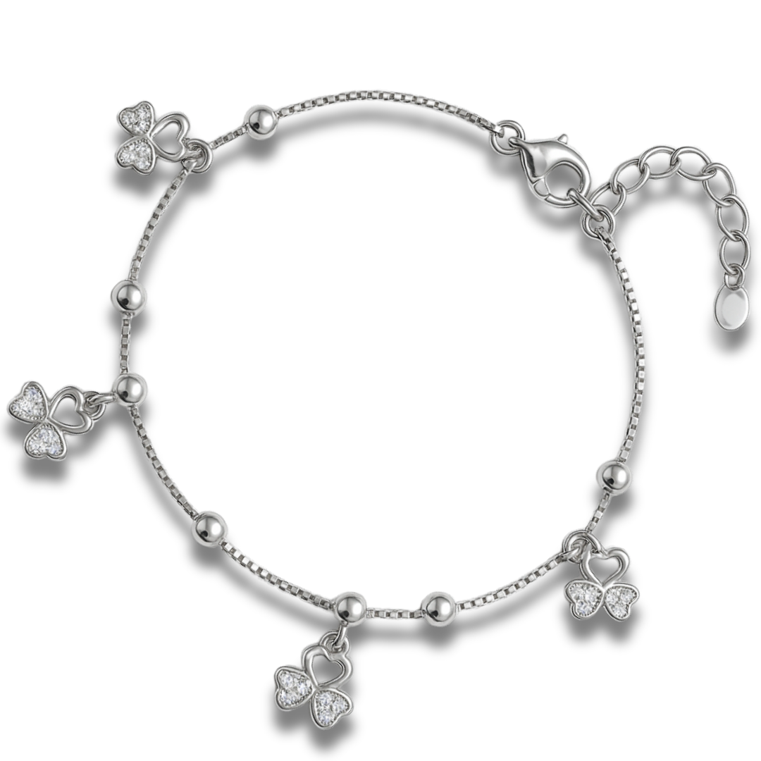 Brățară cu biluțe si trifoi