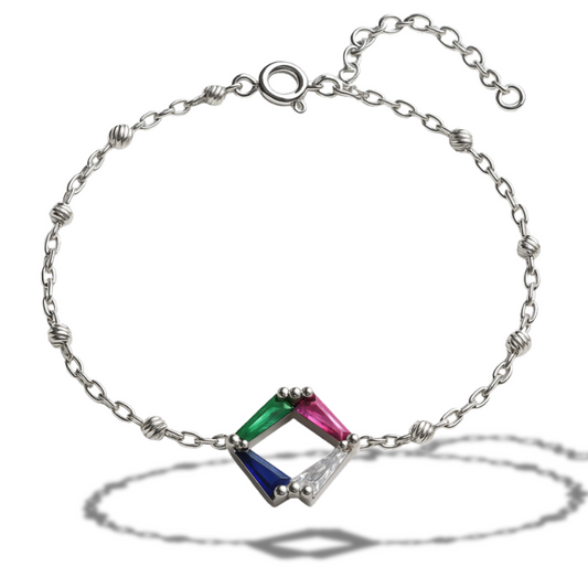 Brățară cu biluțe si romb multicolor