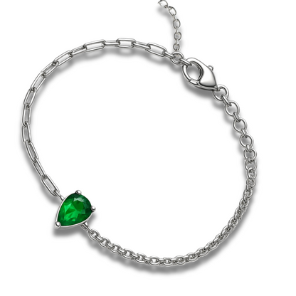 Brățară duo cu zirconia lacrima verde