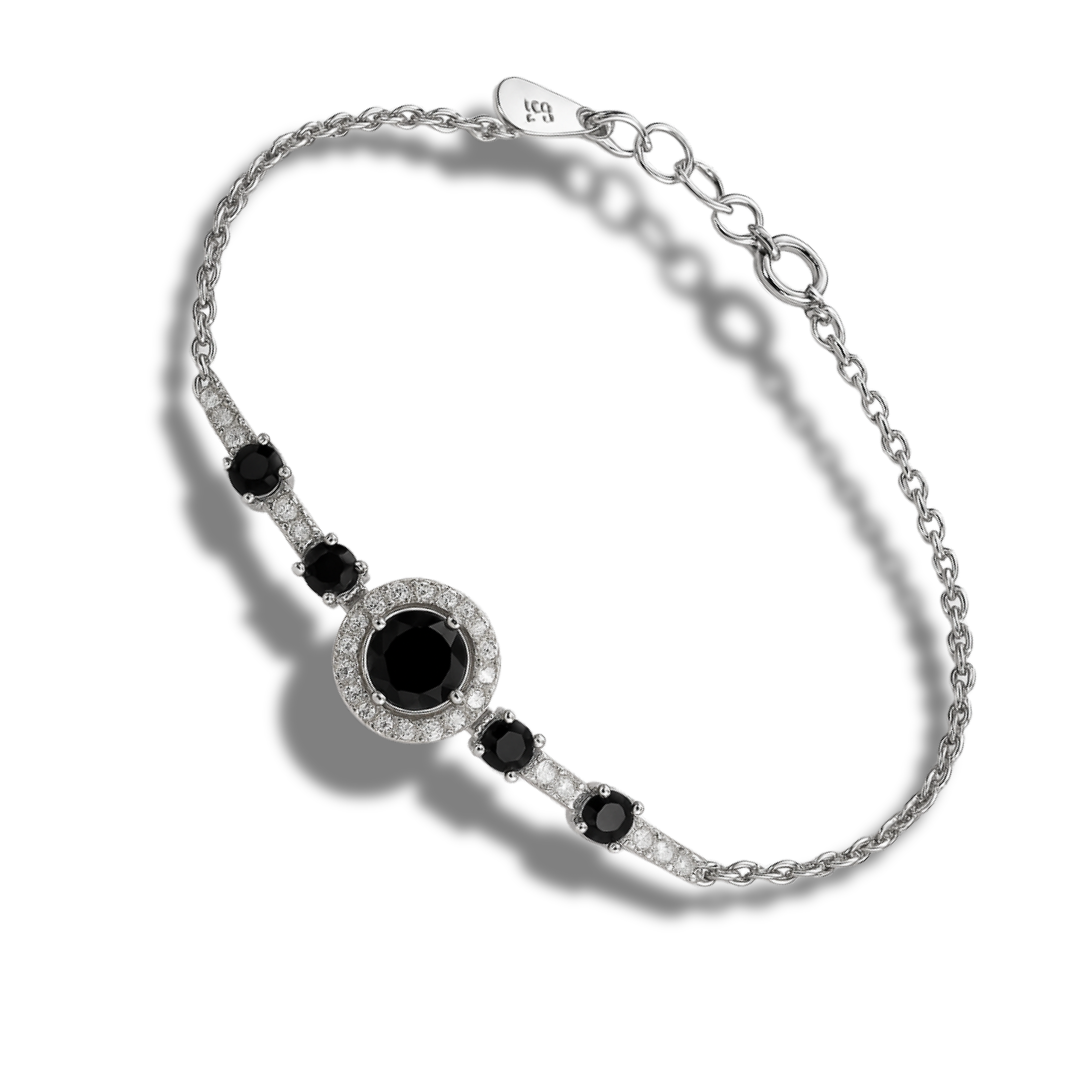 Brățară eleganta semi-tennis cu cercuri negre