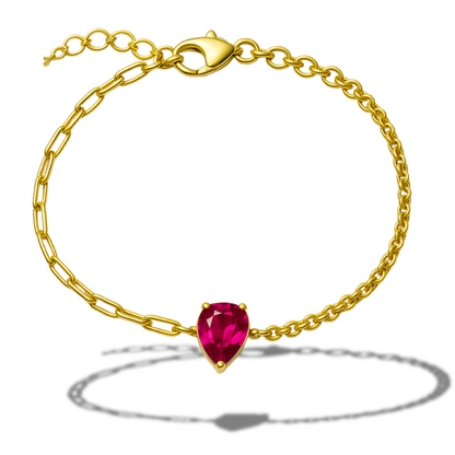 Brățară aurie duo cu zirconia lacrima fuchsia