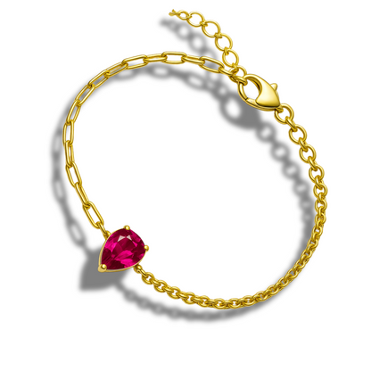 Brățară aurie duo cu zirconia lacrima fuchsia