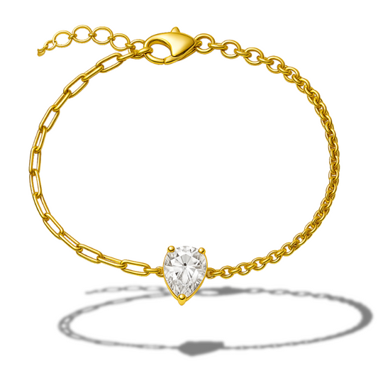 Brățară aurie duo cu zirconia lacrima incoloră