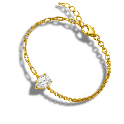 Brățară aurie duo cu zirconia lacrima incoloră