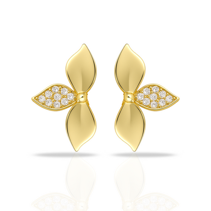 Cercei aurii 3 petale