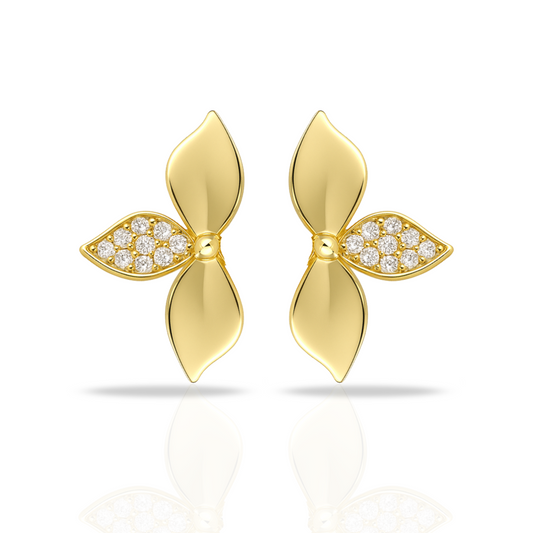 Cercei aurii 3 petale