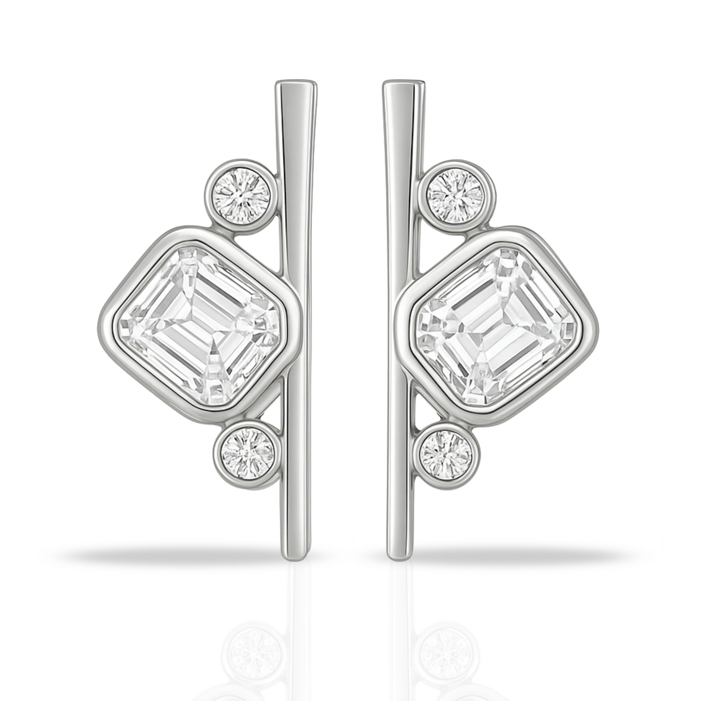 Cercei linie si dreptunghi incolor