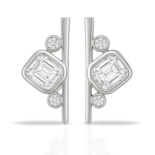 Cercei linie si dreptunghi incolor