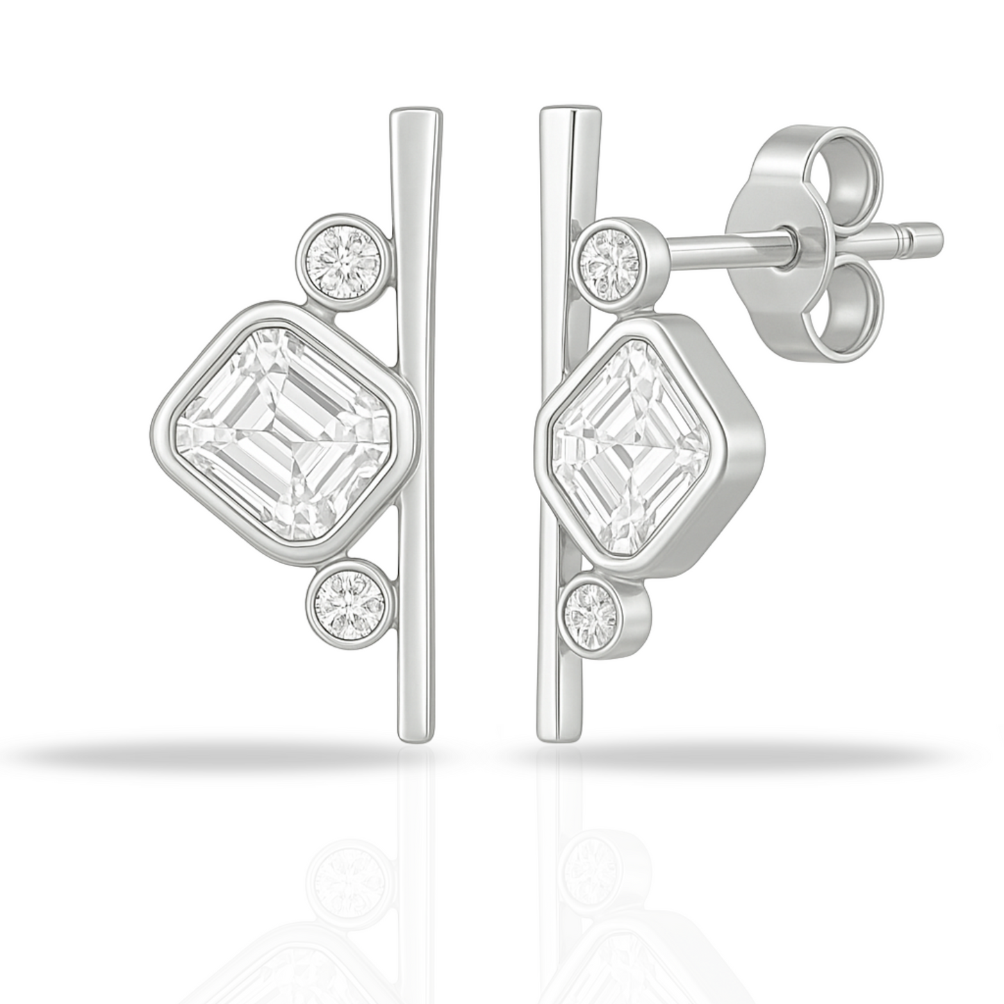 Cercei linie si dreptunghi incolor