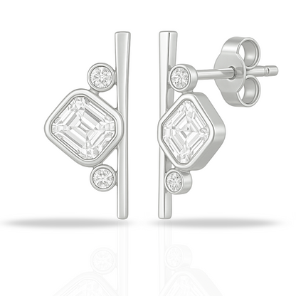 Cercei linie si dreptunghi incolor