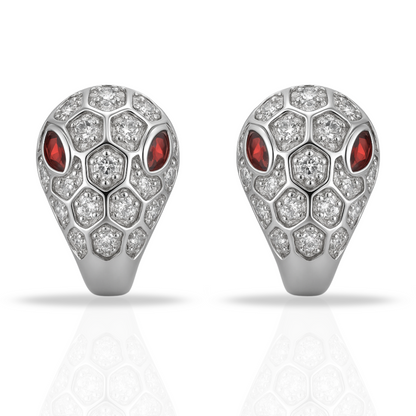 Cercei cap de șarpe cu ochii roșii