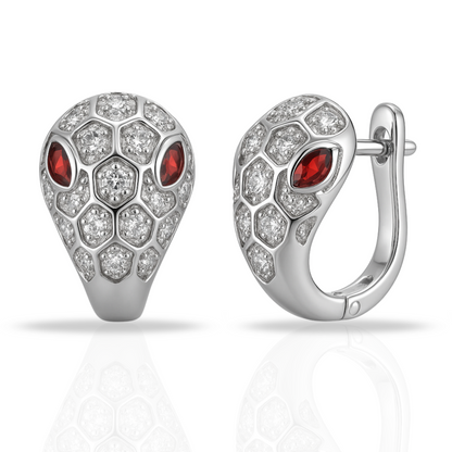 Cercei cap de șarpe cu ochii roșii