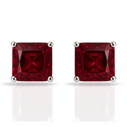 Cercei pătrați masivi zirconia roșie