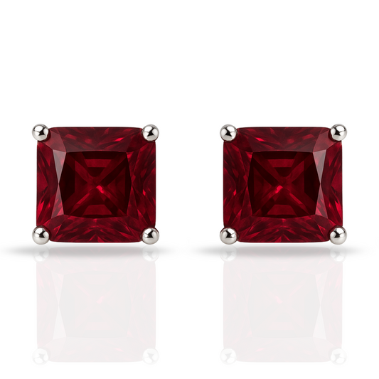 Cercei pătrați masivi zirconia roșie