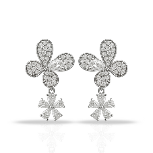 Cercei fluturi si floare