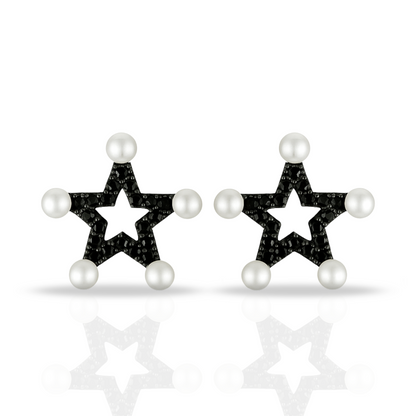 Cercei negri stea cu perle