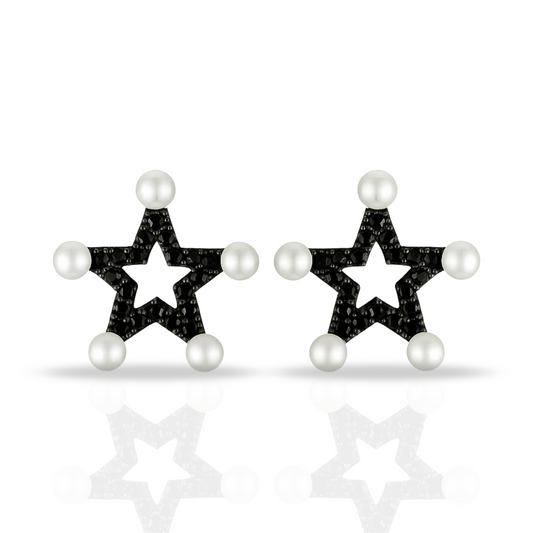 Cercei negri stea cu perle