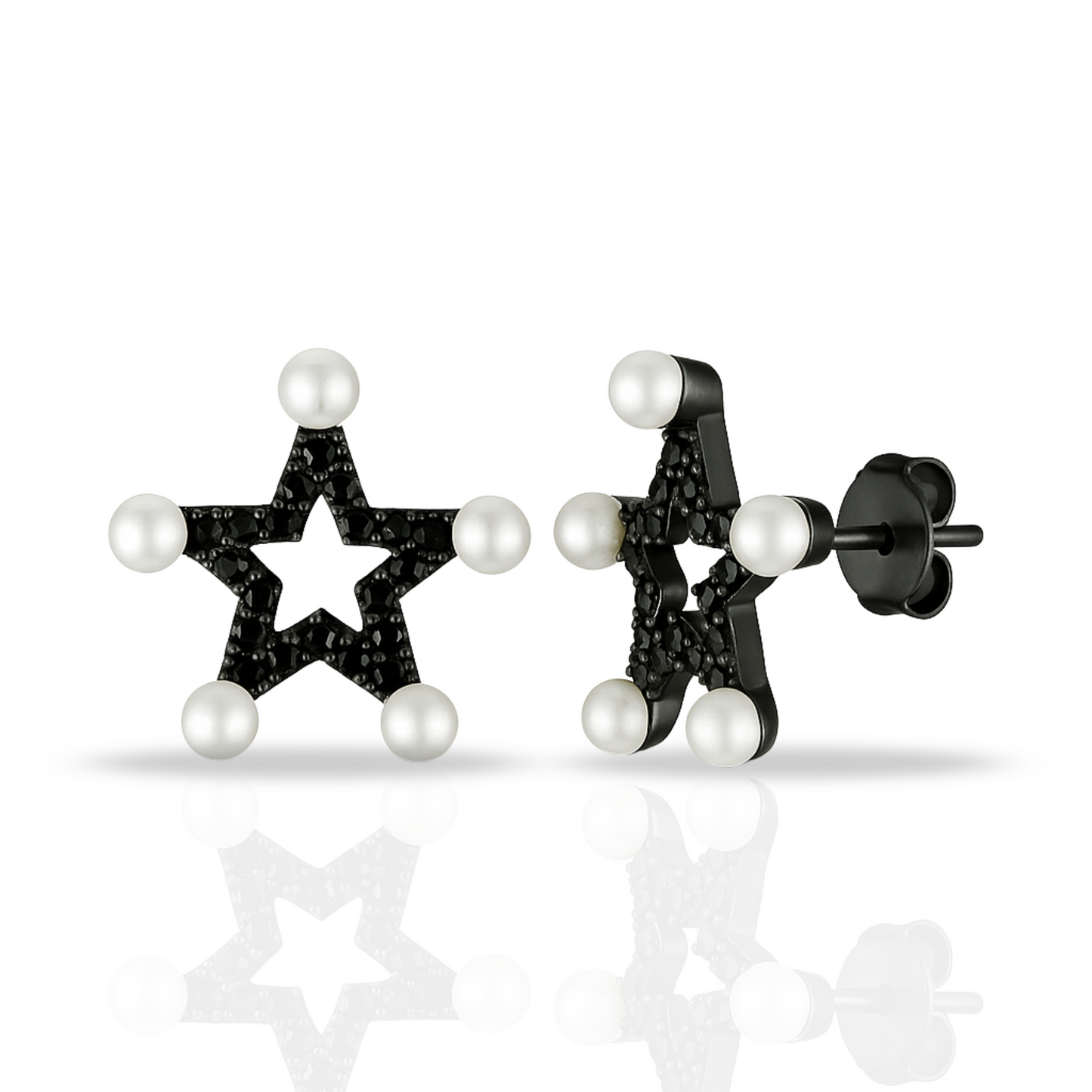 Cercei negri stea cu perle
