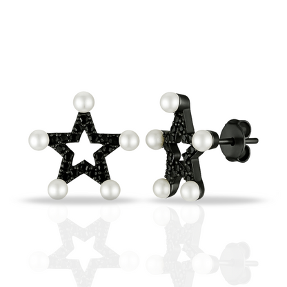 Cercei negri stea cu perle