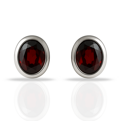 Cercei ovali cu Granat natural