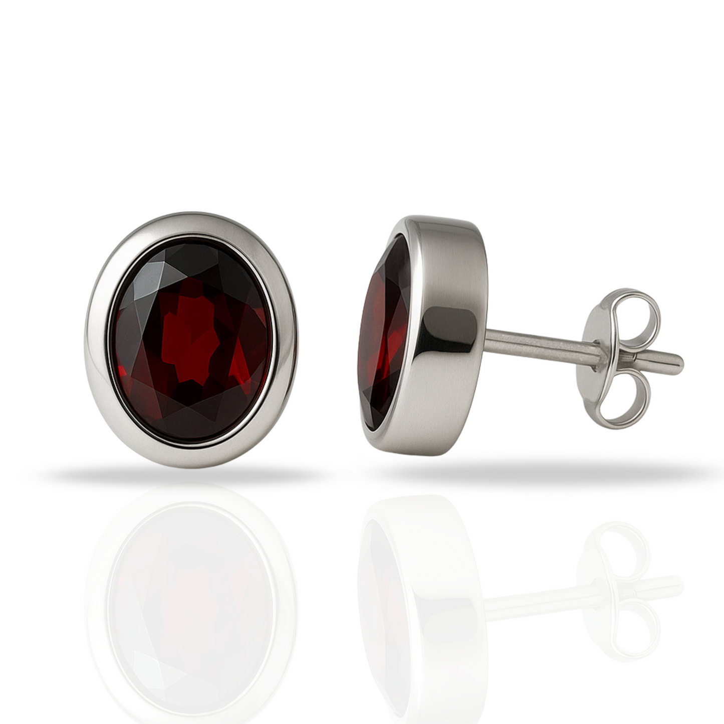 Cercei ovali cu Granat natural