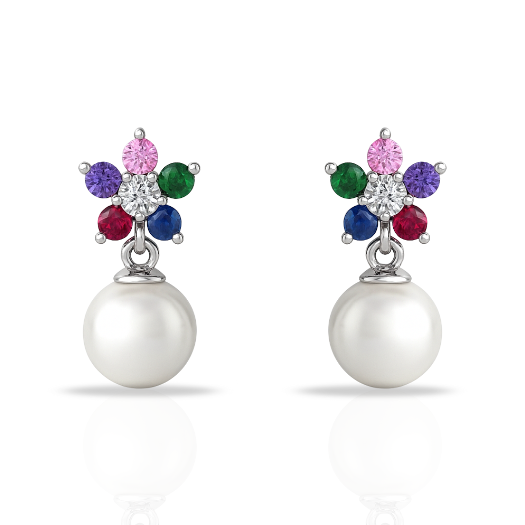 Cercei margareta multicolora si perla