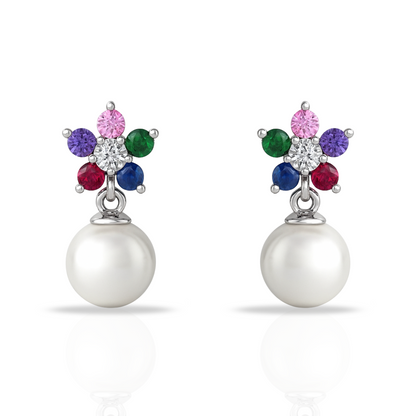 Cercei margareta multicolora si perla