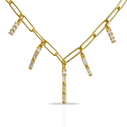 Colier auriu cu zale si baghete