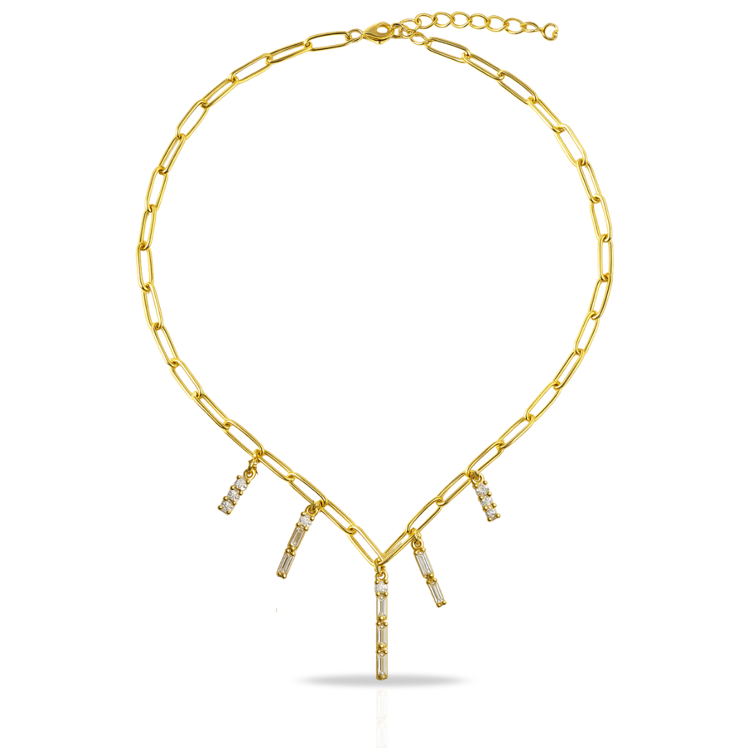 Colier auriu cu zale si baghete