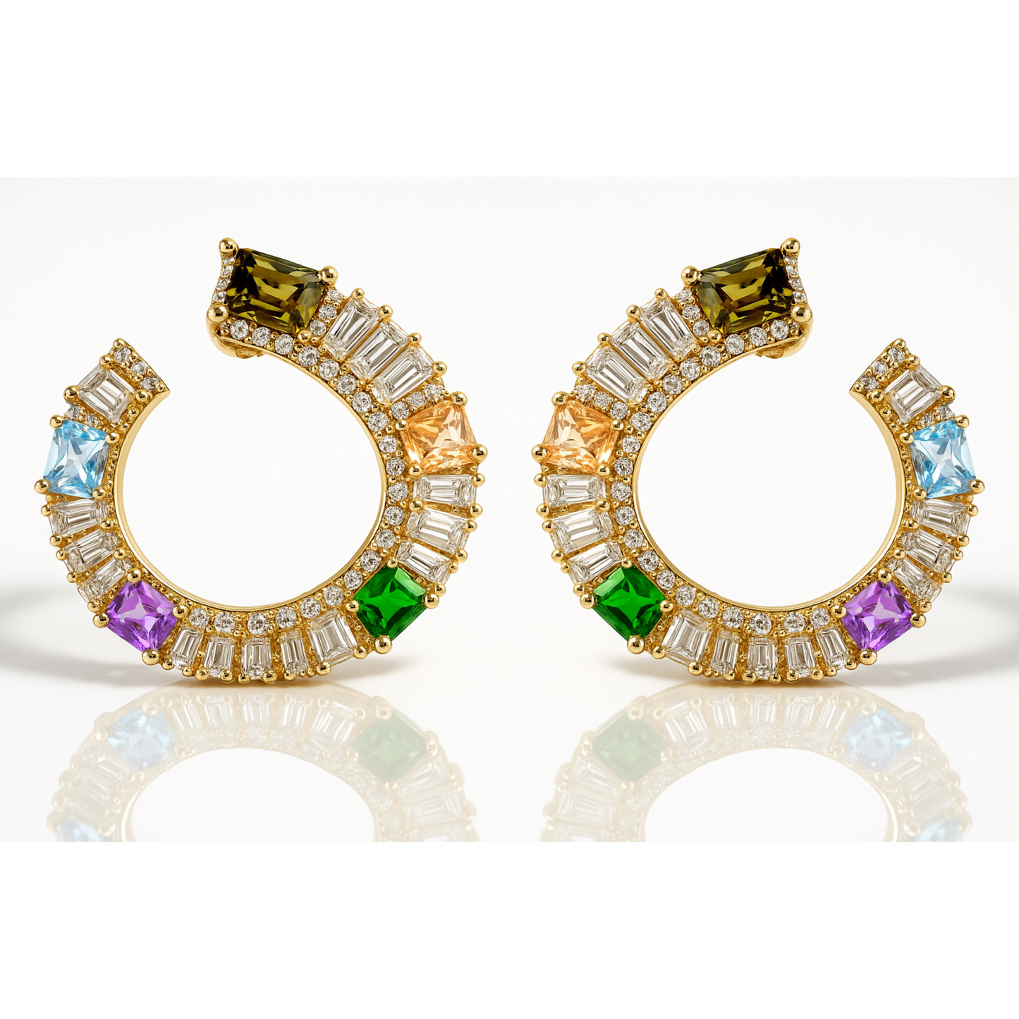 Cercei aurii luxury multicolori