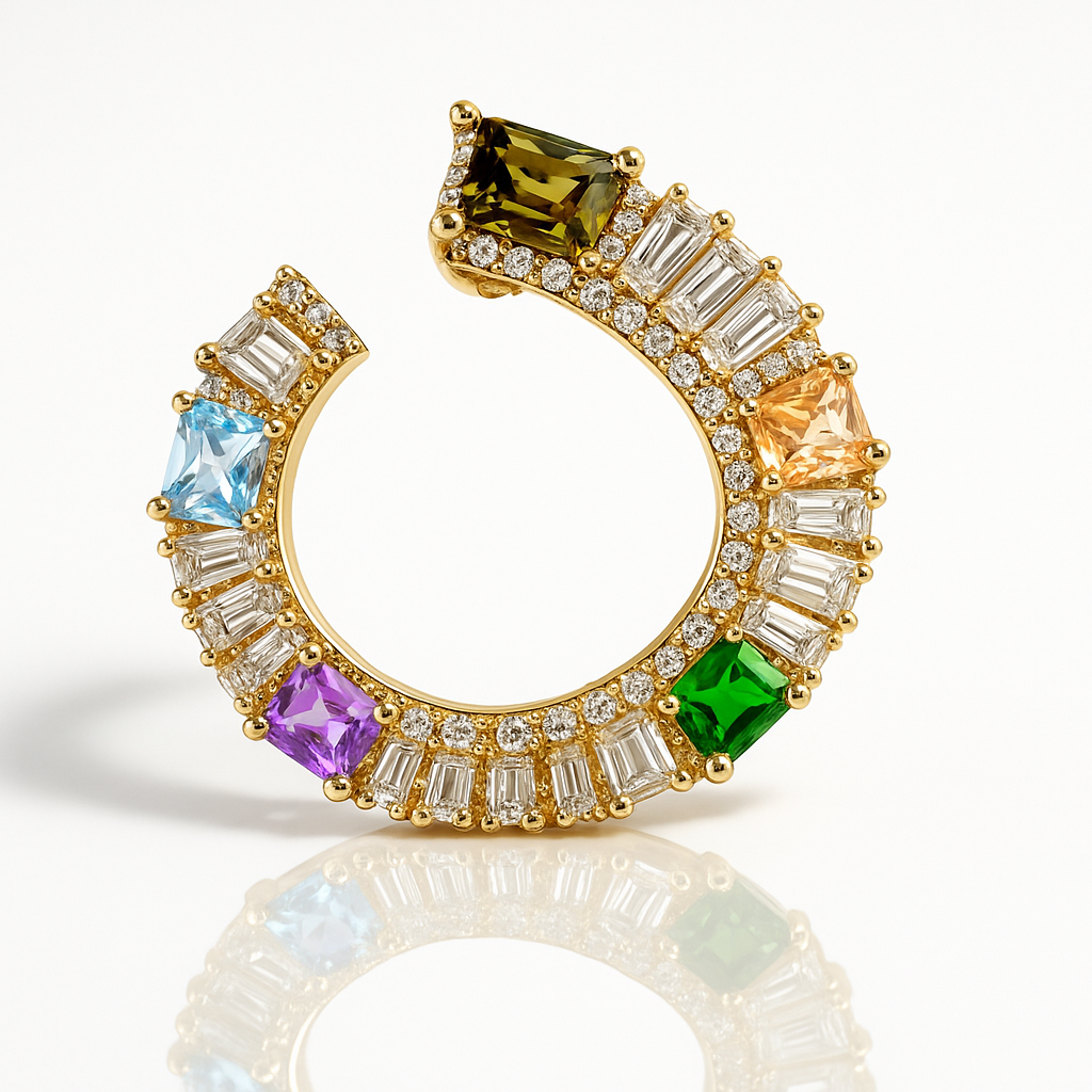 Cercei aurii luxury multicolori