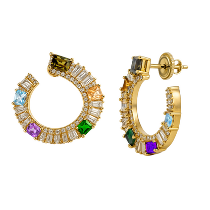 Cercei aurii luxury multicolori